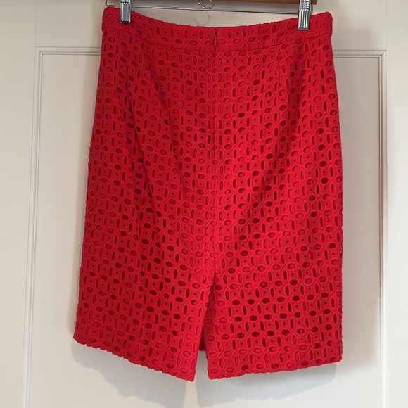 J Crew red eyelet no 2 pencil skirt - Picture 7 of 10